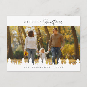 Modern, minimalistisk, hederlig julfamiljs foto vykort