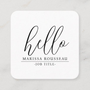 Modern minimalistisk Hej Black White QR-kod Fyrkantigt Visitkort