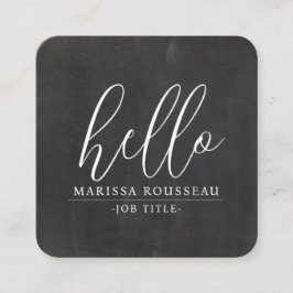 Modern minimalistisk Hej Grått Black QR-kod Fyrkantigt Visitkort