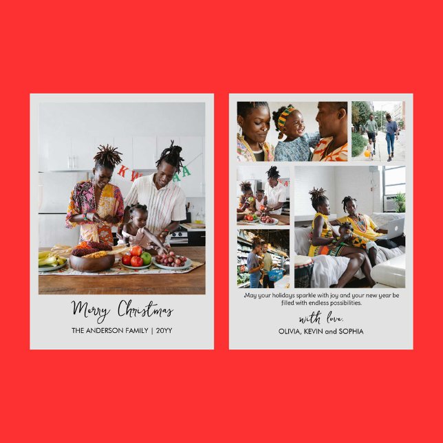 Modern minimalistisk Helgdag för fotokollage Julkort (Skapare uppladdad)