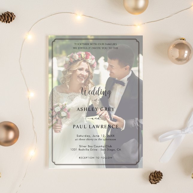 Modern Minimalistisk Heltäckande Foto Bröllop  Inbjudningar (Modern Photo Front Love Wedding invitation)