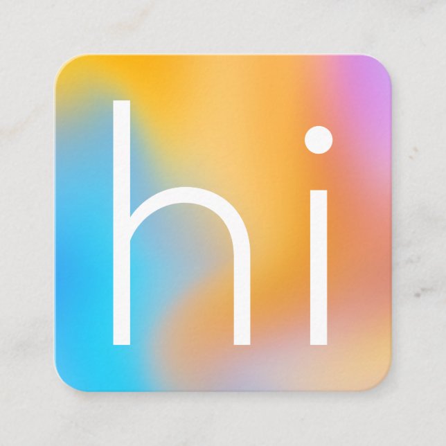 Modern minimalistisk "hi"-färgfull monbt-gradient fyrkantigt visitkort (Framsida)