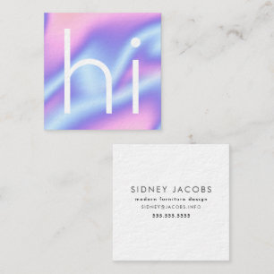 Modern, minimalistisk "hi"-holografisk design fyrkantigt visitkort