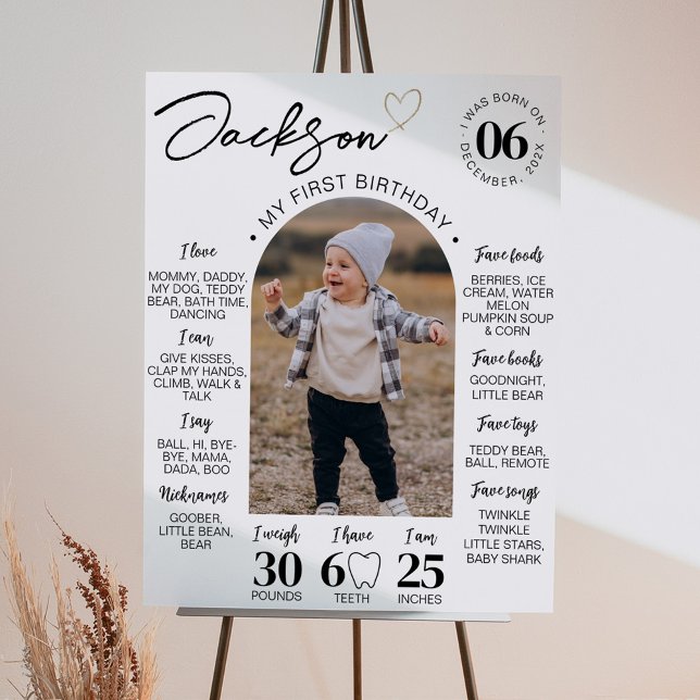 Modern minimalistisk hjärt-födelsedagsmoment - fot poster (Skapare uppladdad)