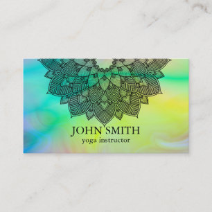 Modern Minimalistisk Holograph Lotus Yoga-instrukt Visitkort
