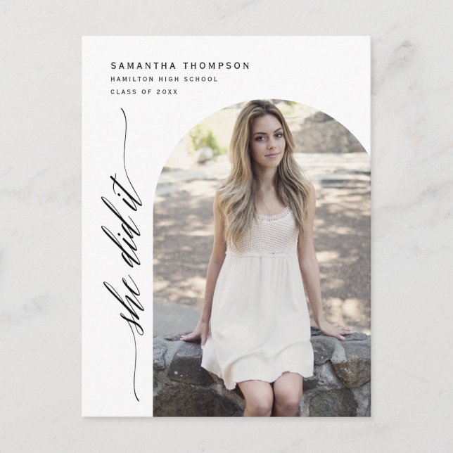 Modern, minimalistisk, hon gjorde det Studenten Ar Vykort (Framsida)