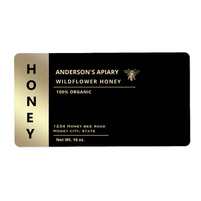 Modern minimalistisk honungsbin från guld fraktsedel (Framsidan)