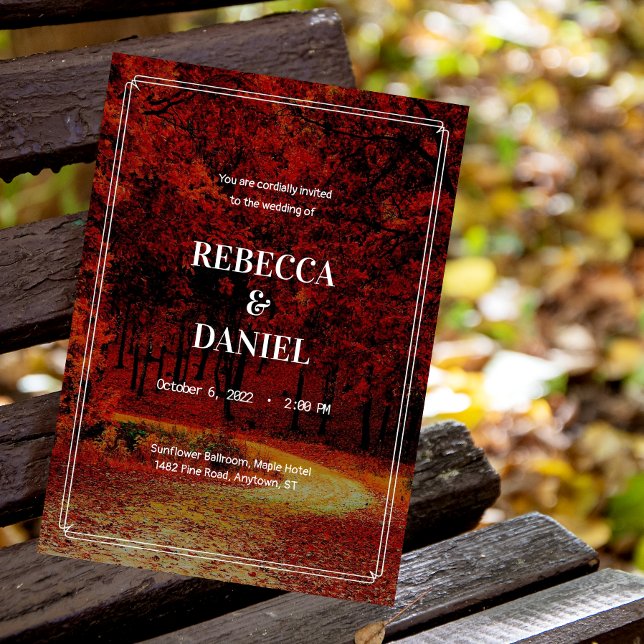 Modern minimalistisk höstscen i Bröllop Inbjudningar (Skapare uppladdad)