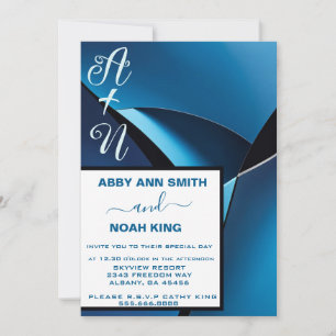 Modern minimalistisk inbjudan till Blue Wave Weddi