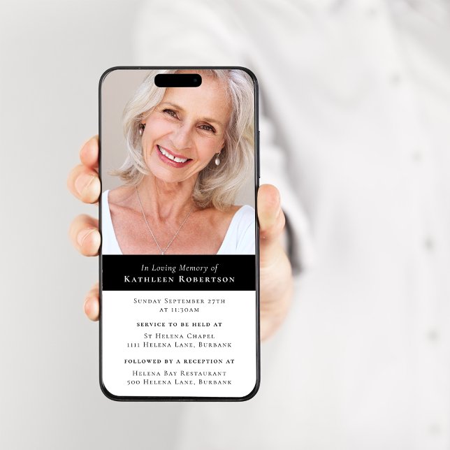 Modern, minimalistisk inbjudan till fotobegravning (Skapare uppladdad)