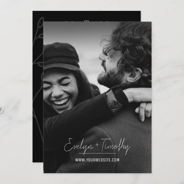 Modern, minimalistisk inbjudan till fotobröllop, s (Fram/baksida)