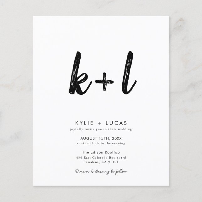 Modern minimalistisk inbjudan till Qr-kodbröllop (Framsida)