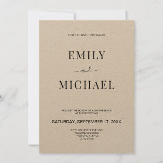 Modern minimalistisk inbjudan till Rustic Kraft-br