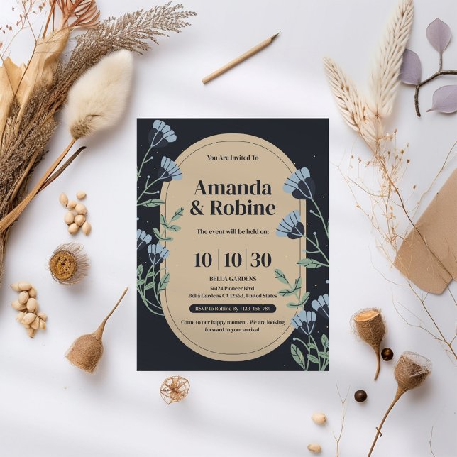 Modern minimalistisk inbjudan till svart bröllop (Skapare uppladdad)