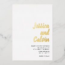 Modern minimalistisk inbjudan till textbröllop i G