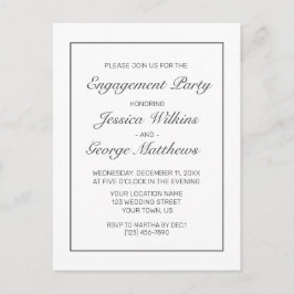 Modern minimalistisk inbjudan till vit Förlovning