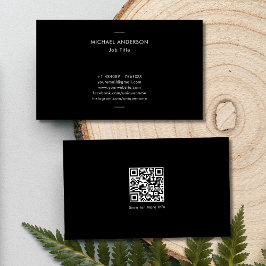 Modern Minimalistisk infogad QR-kod, svart och vit Visitkort