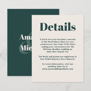 Modern minimalistisk information om enkel Emerald Tilläggskort