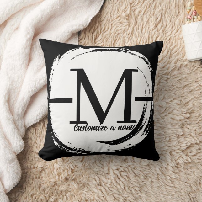 Modern minimalistisk initial monogram anpassningsb kudde (Filt)