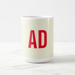 Modern minimalistisk Initialer Red Monogram Beige Kaffemugg