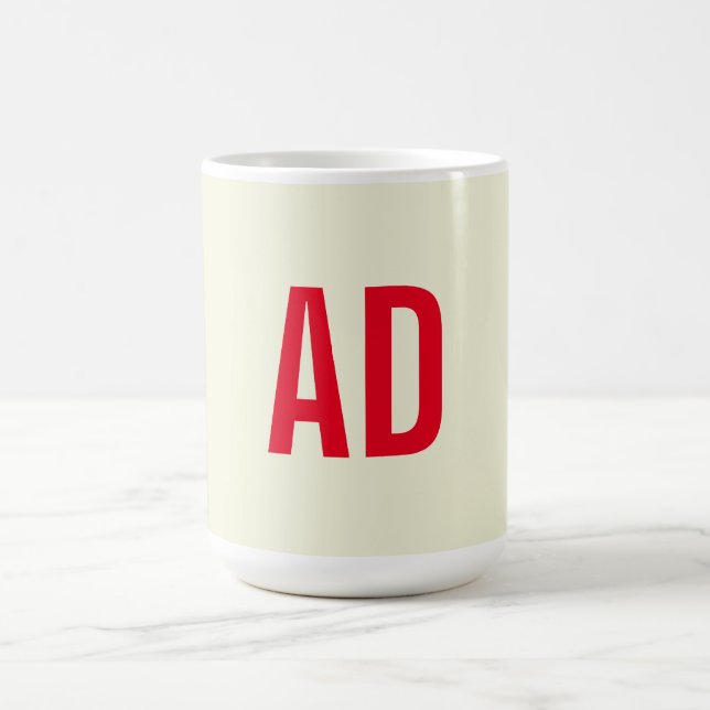 Modern minimalistisk Initialer Red Monogram Beige Kaffemugg (Center)