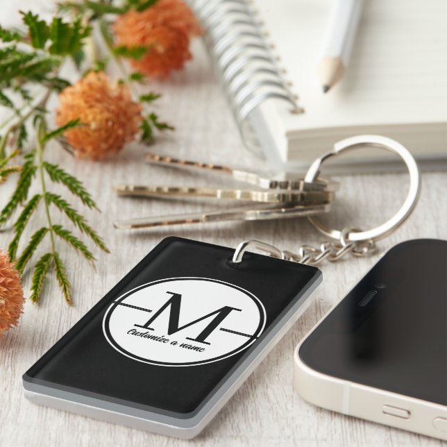 Modern minimalistisk initialmonogram akrylnyckelri nyckelring (Högra Framsidan)