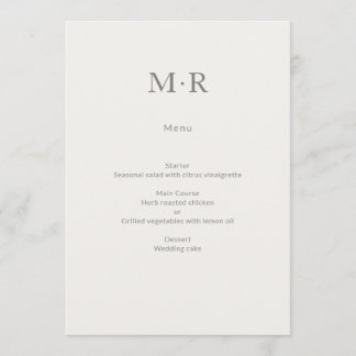 Modern Minimalistisk Intim Bröllopsfest Meny