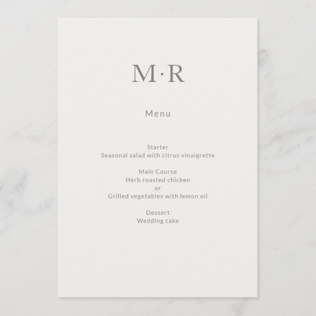 Modern Minimalistisk Intim Bröllopsfest Meny (Framsida)