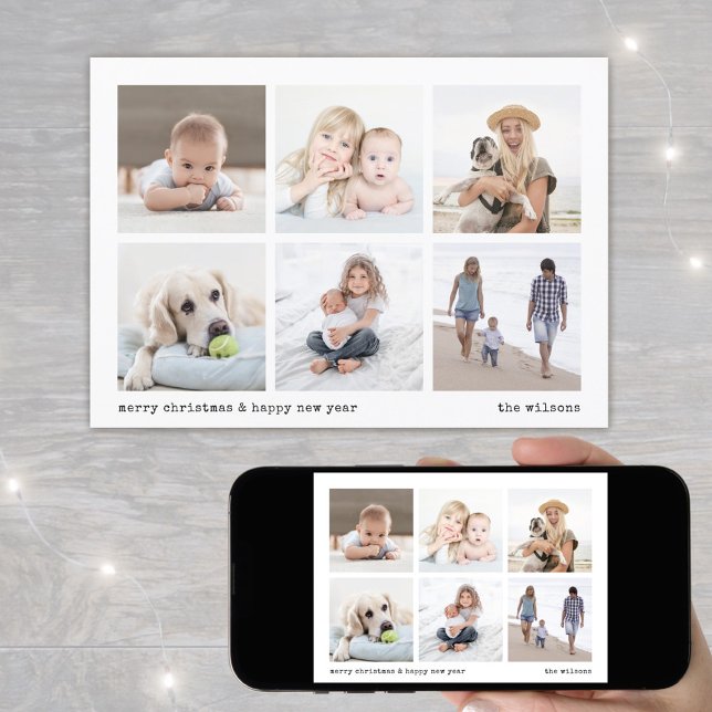 Modern minimalistisk jul 6 Fotokollage Julkort (Skapare uppladdad)