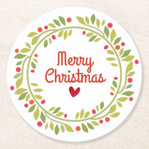 Modern minimalistisk jul av holly-andemeningen underlägg papper rund