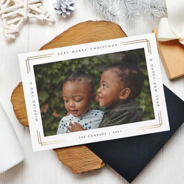 Modern Minimalistisk Jul Typ Foto Julkort (Modern photo christmas holiday card.)