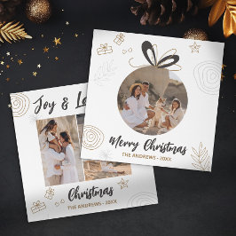 Modern minimalistisk julfamilj fyra foto julkort