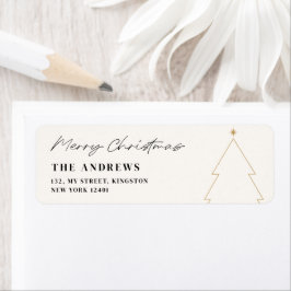 Modern minimalistisk Julgran-fotokollage Returadress Etikett