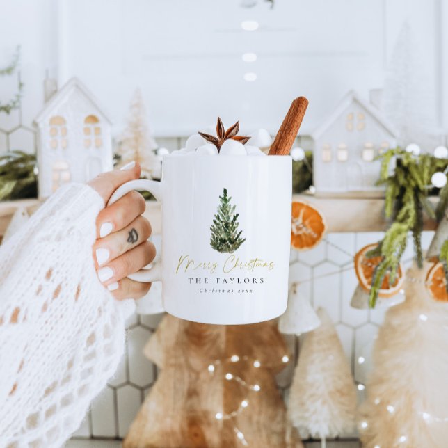 Modern minimalistisk Julgran God jul Kaffemugg (Skapare uppladdad)