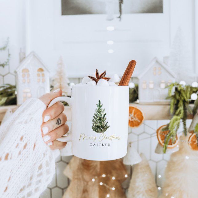 Modern minimalistisk Julgran God jul Kaffemugg (Skapare uppladdad)