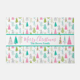 Modern minimalistisk Julgran Mönster Rosa Teal