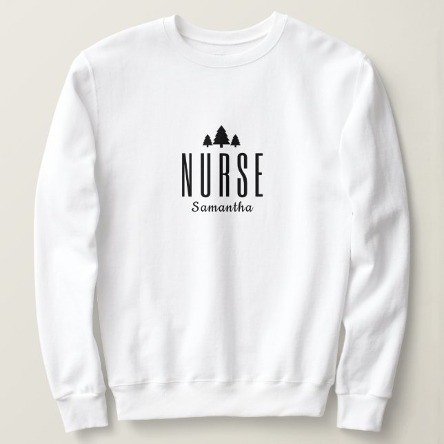 Modern minimalistisk Julgran Nurse T Shirt (Design framsida)