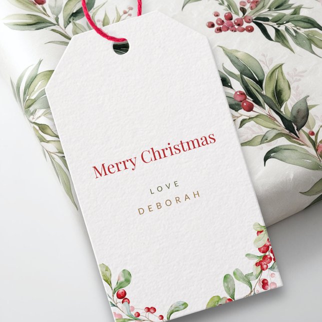 Modern minimalistisk julpresentetikett | Anpassat  Presentetikett (Skapare uppladdad)