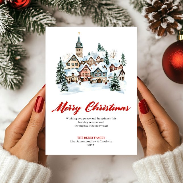 Modern minimalistisk julscen julkort (Modern Minimalist Holiday Scene Greeting Card)