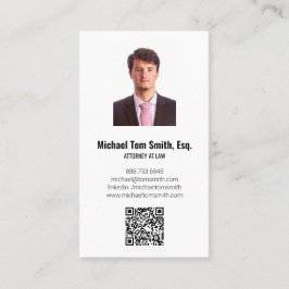 Modern Minimalistisk Jurist Foto & QR-kod Vertikal Visitkort