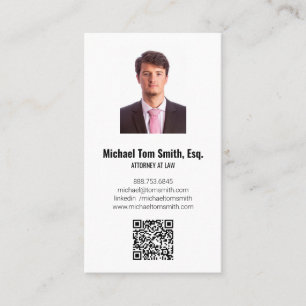 Modern Minimalistisk Jurist Foto & QR-kod Vertikal Visitkort