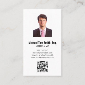 Modern Minimalistisk Jurist Foto & QR-kod Vertikal Visitkort