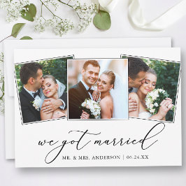 Modern minimalistisk kalligrafi 3 foton Bröllop Meddelande