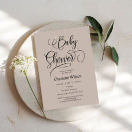 Modern Minimalistisk Kalligrafi Babyflicka Brunch Inbjudningar