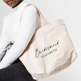 Modern minimalistisk kalligrafi Bläck Bridesmaid Jumbo Tygkasse