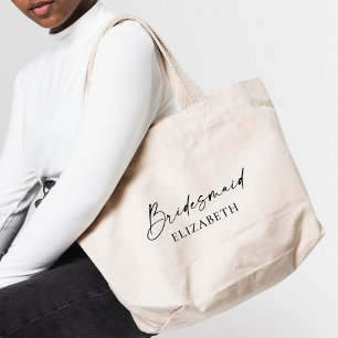 Modern minimalistisk kalligrafi Bläck Bridesmaid Jumbo Tygkasse
