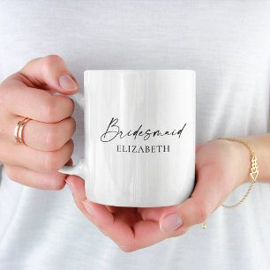 Modern minimalistisk kalligrafi Bläck Bridesmaid Kaffemugg