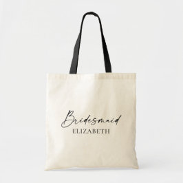 Modern minimalistisk kalligrafi Bläck Bridesmaid Tygkasse