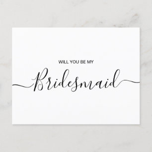 Modern Minimalistisk kalligrafi - Bridesmaid Frier Inbjudan Vykort