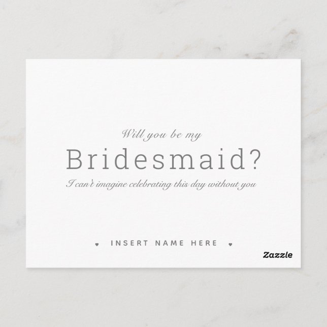 Modern Minimalistisk kalligrafi - Bridesmaid Frier Vykort (Baksida)